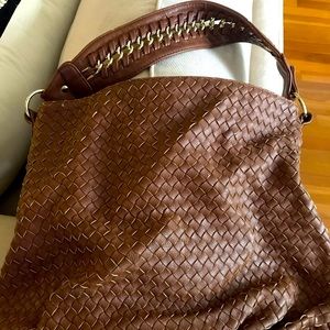 Sturdy leather woven bag